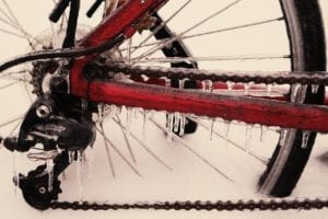 Frozen bike chain a.k.a why you need to wipe down after a winter ride. 