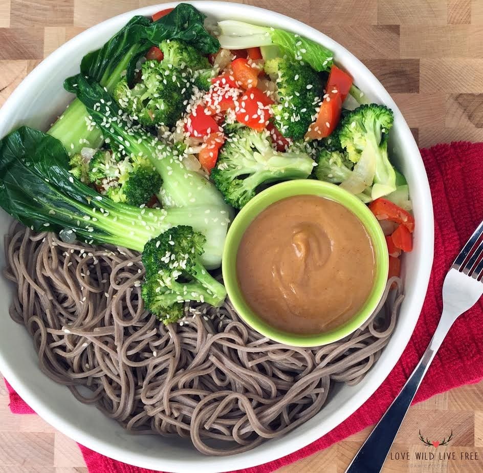 Vegan Soba Noodle Bowl with the Ultimate Peanut Sauce