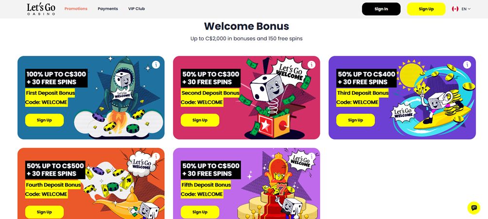 Welcome bonus offers