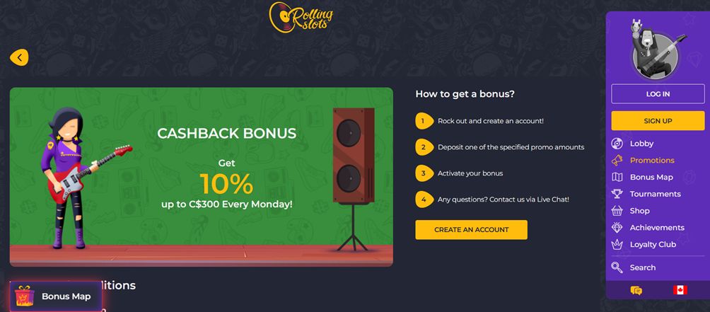 Casino cashback offer