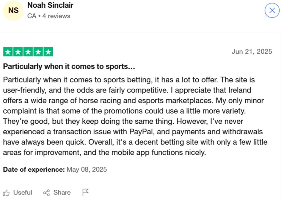 Positive betting feedback